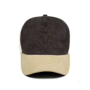 HEAD GEAR DARK CHOCOLATE AND CREAM DUAL TONE TRUCKER CAP