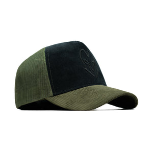 HEAD GEAR BLACK AND OLIVE DUAL TONE TRUCKER CAP