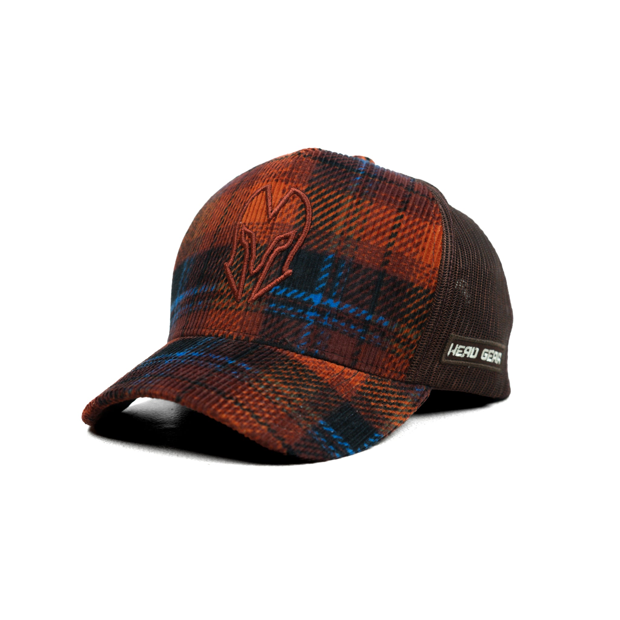 HEAD GEAR CHECK PATTERN CORD TRUCKER CAP