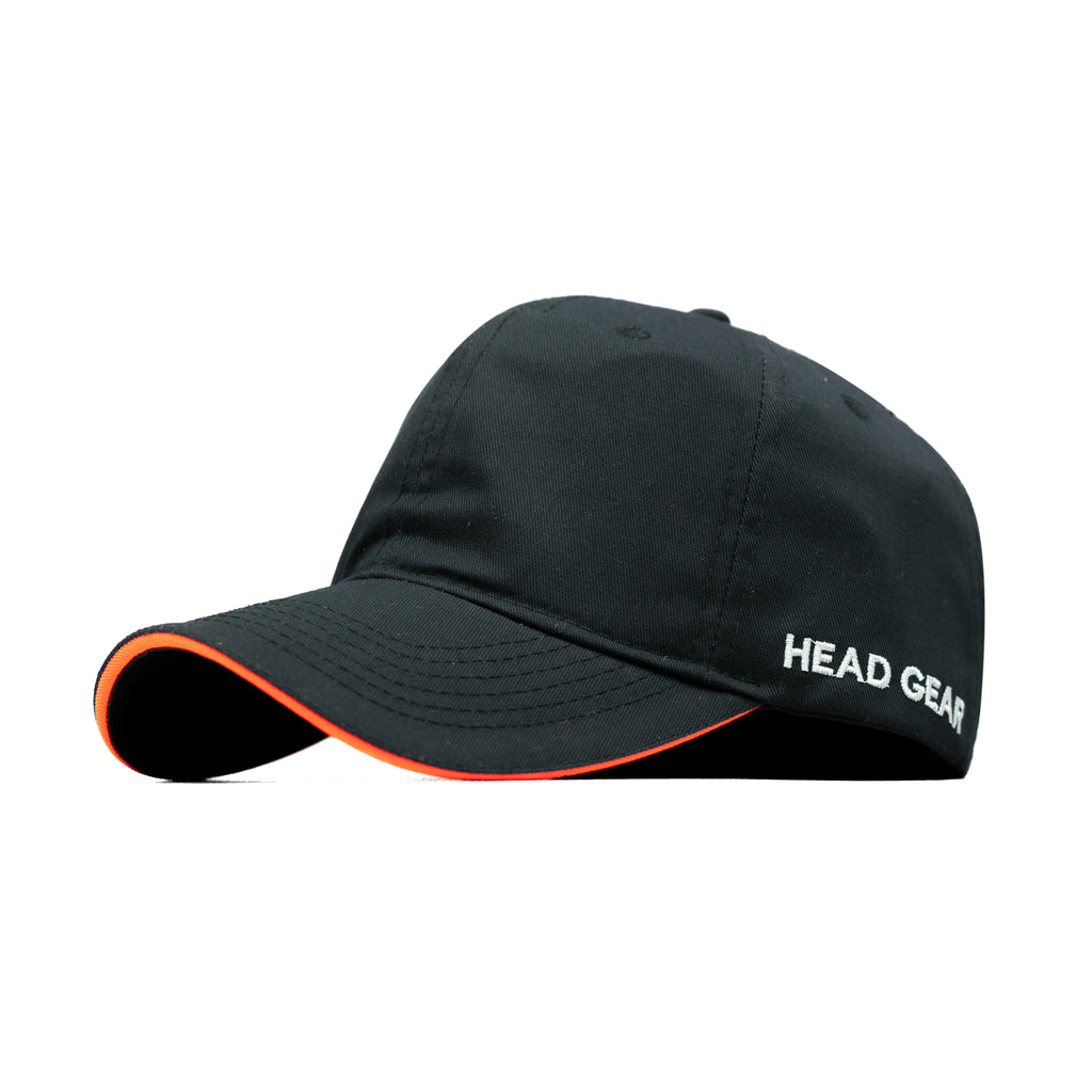 HEAD GEAR BLACK WITH ORANGE SANDWICH CAP