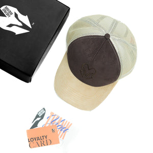 HEAD GEAR DARK CHOCOLATE AND CREAM DUAL TONE TRUCKER CAP