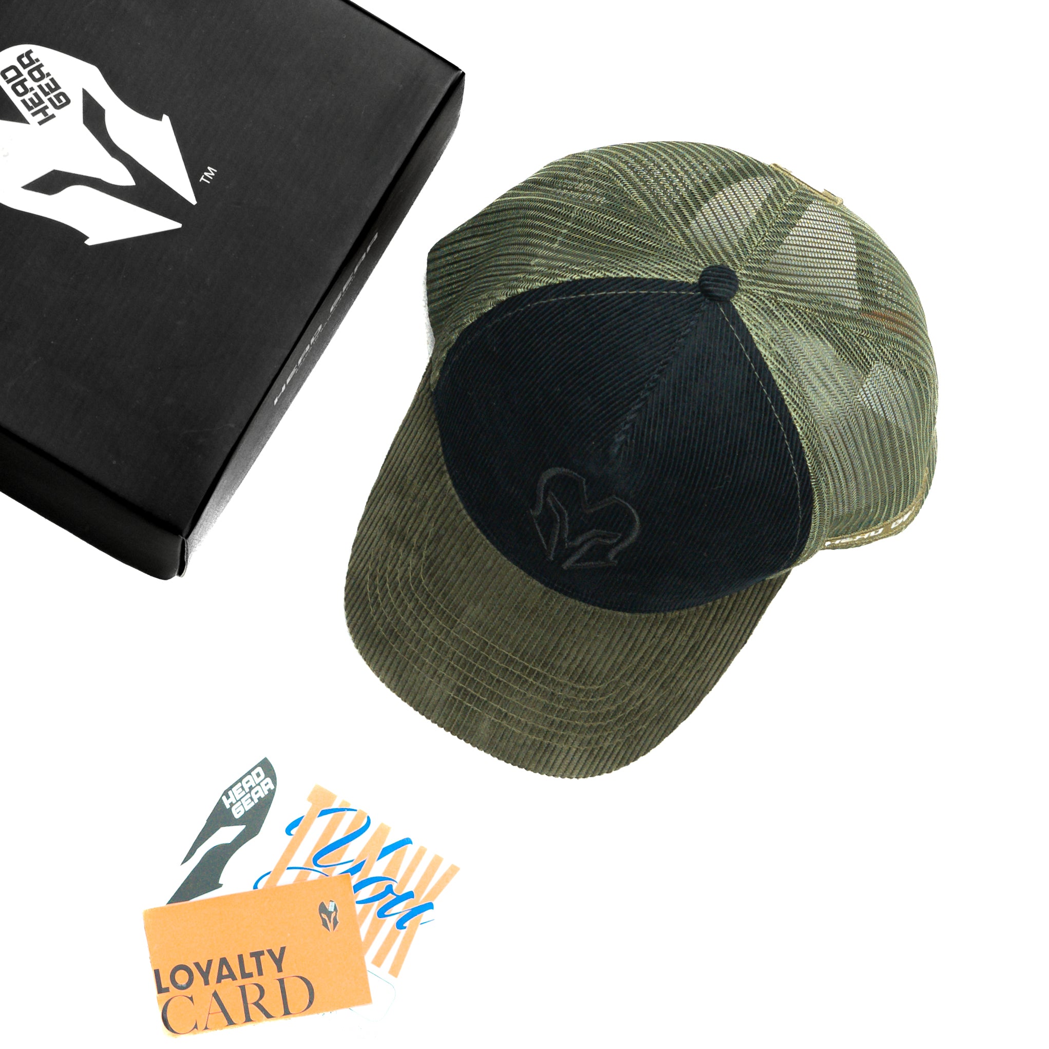 HEAD GEAR BLACK AND OLIVE DUAL TONE TRUCKER CAP