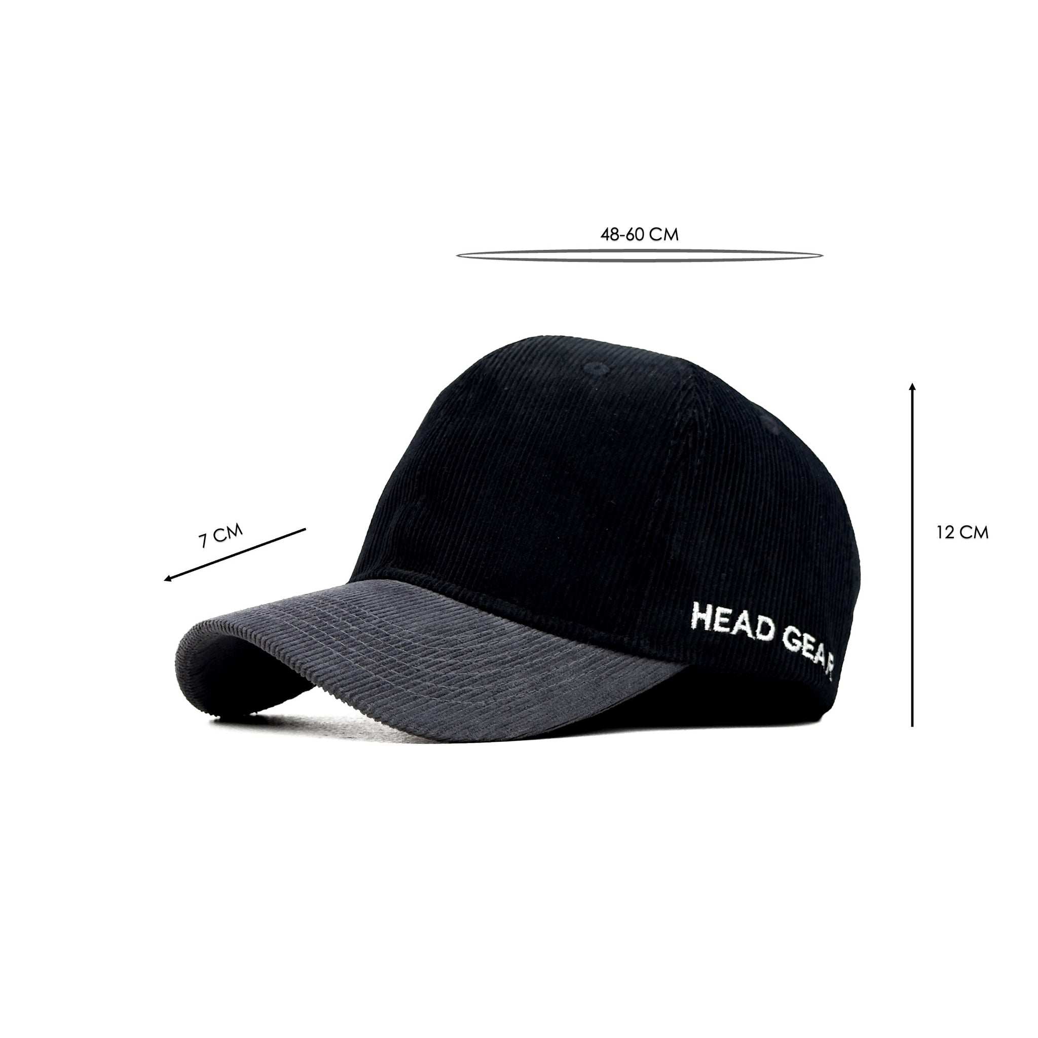 HEAD GEAR BLACK CHARCOAL GREY DUAL TONE CORD CAP