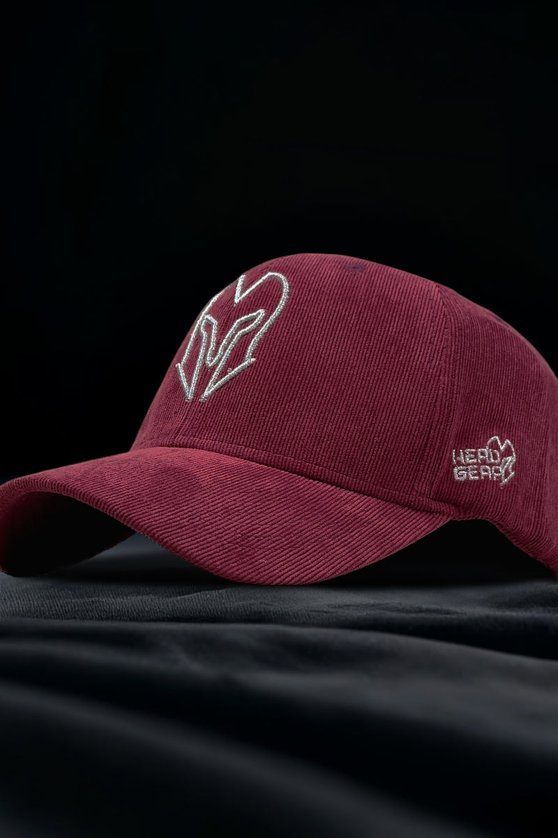 HEAD GEAR SILVER MAROON SUEDE CORD LIMITED EDITION CAP