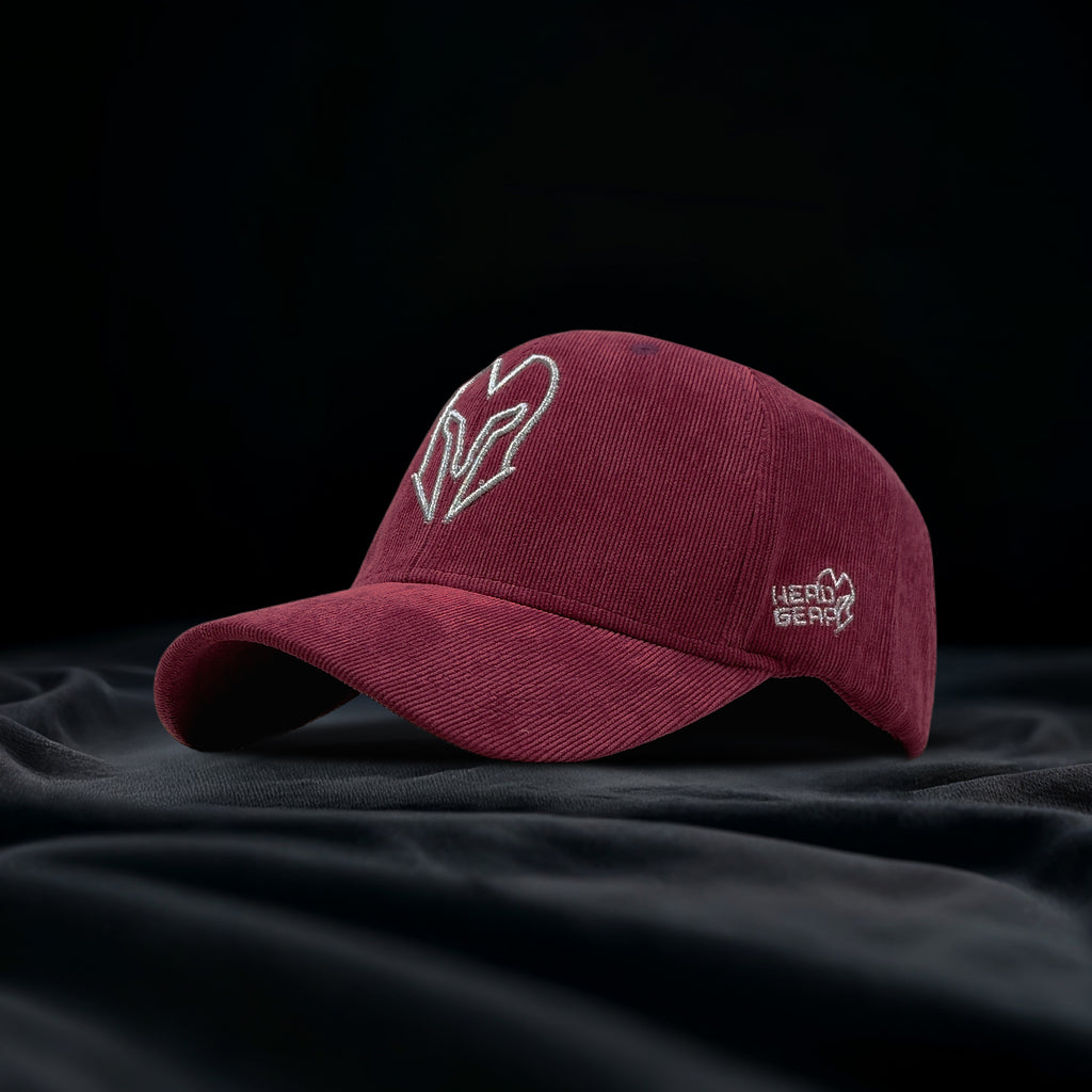 HEAD GEAR SILVER MAROON SUEDE CORD LIMITED EDITION CAP