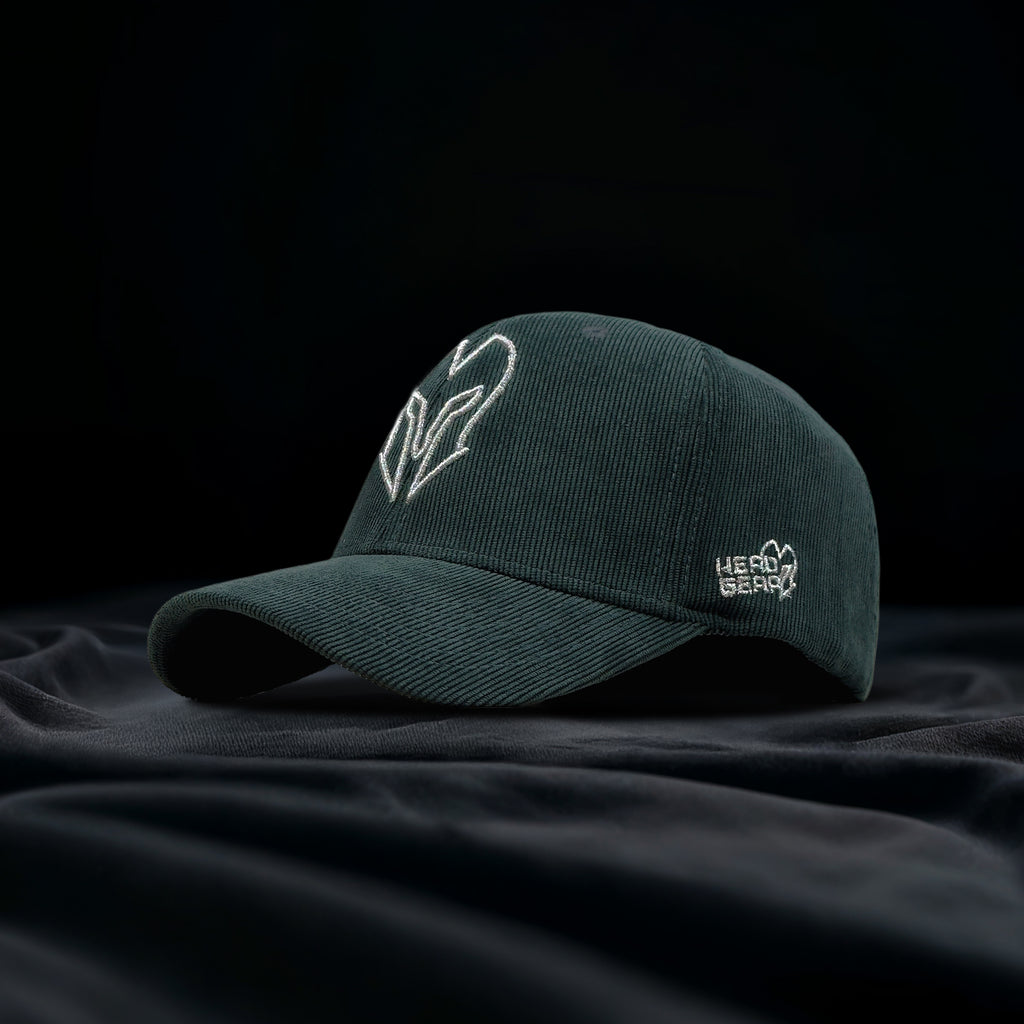 HEAD GEAR SILVER GREEN SUEDE CORD LIMITED EDITION CAP