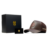 HEAD GEAR CHOCOLATE FAUX LEATHER TRUCKER LIMITED EDITION CAP