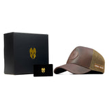 HEAD GEAR ASH BROWN FAUX LEATHER TRUCKER LIMITED EDITION CAP