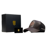 HEAD GEAR DARK BROWN FAUX LEATHER TRUCKER LIMITED EDITION CAP
