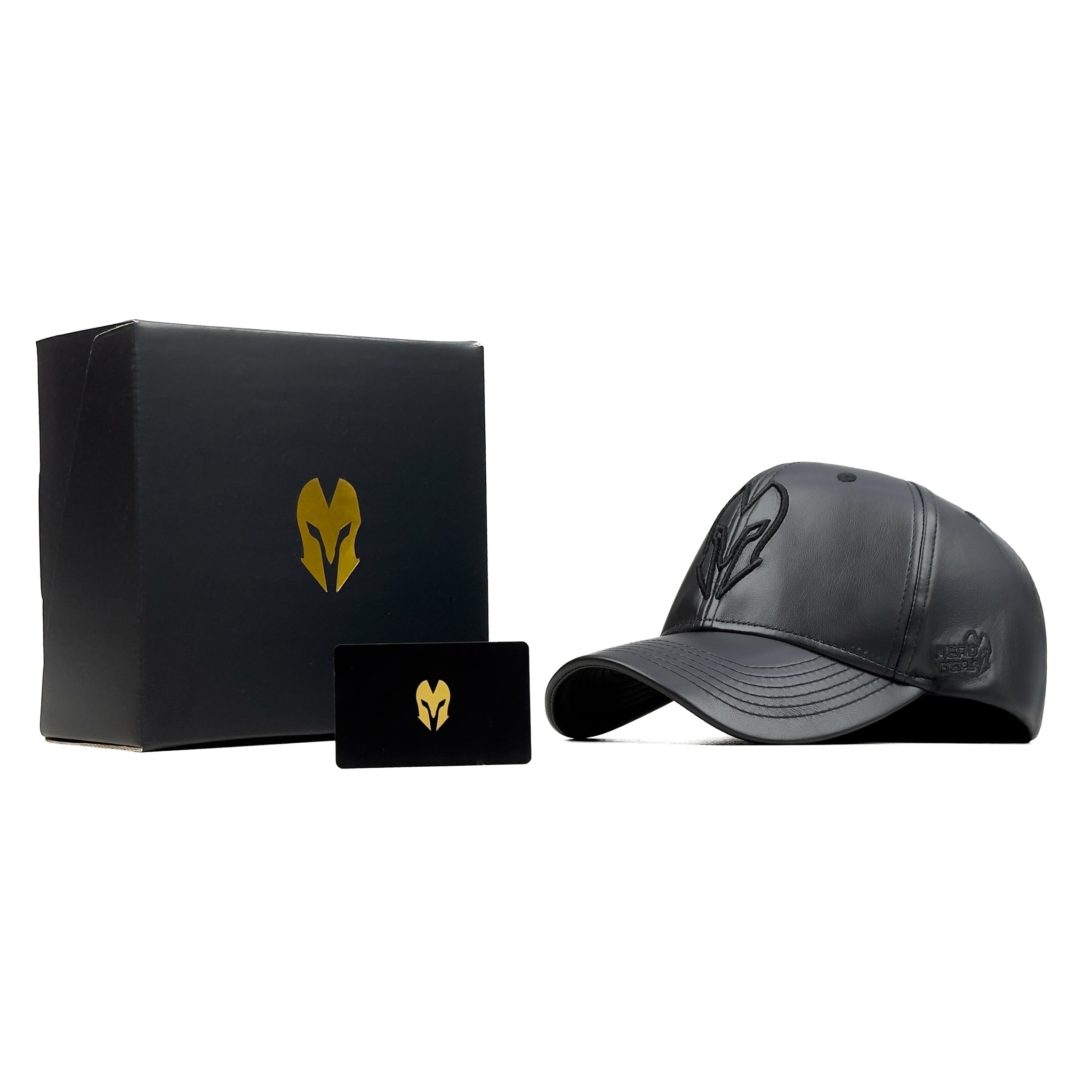 HEAD GEAR BLACK FAUX LEATHER LIMITED EDITION CAP