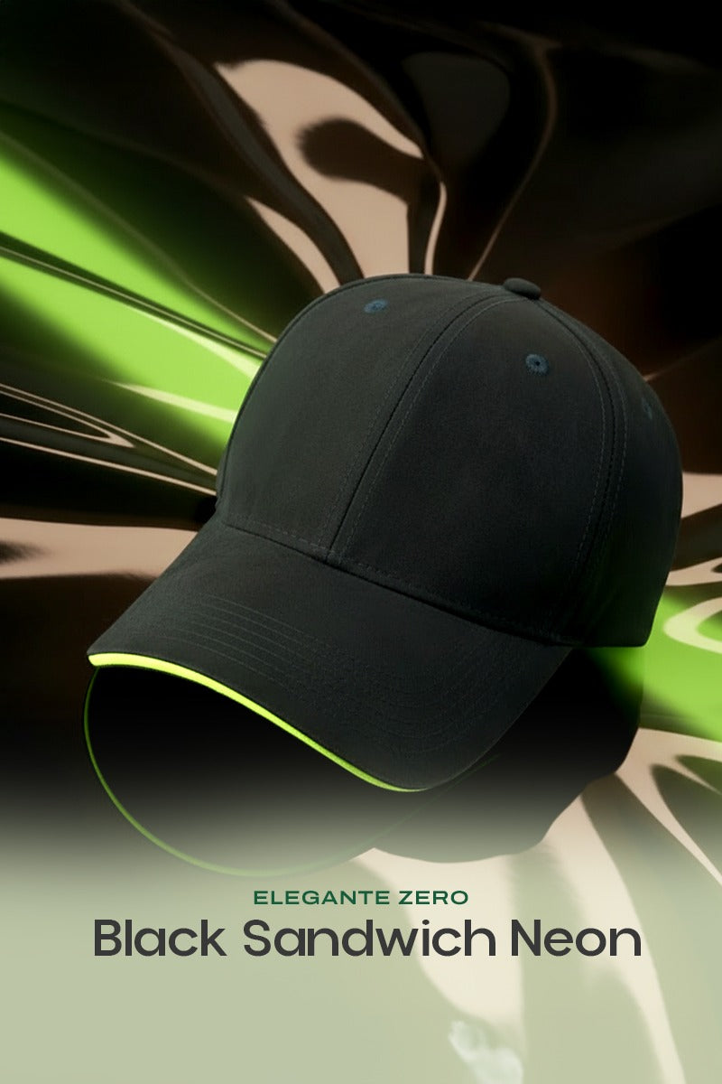 HEAD GEAR ELEGANTE ZERO BLACK SANDWICH NEON CAP (NO LOGO)