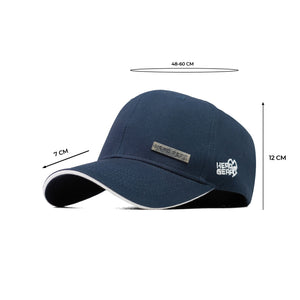 HEAD GEAR NAVY BLUE RUSTIC METAL PATCH SANDWICH CAP