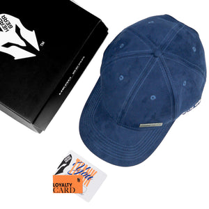 HEAD GEAR NAVY BLUE STRUCTURED RUSTIC METAL PATCH CAP