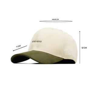 HEAD GEAR OFF WHITE AND OLIVE STRUCTURED CAP
