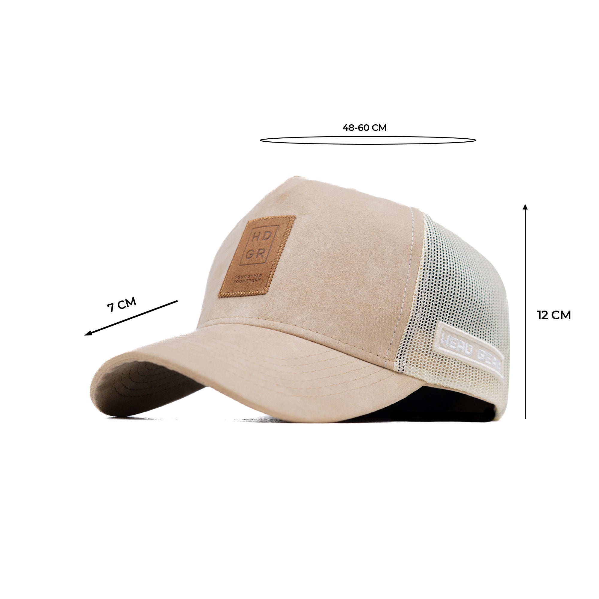 HEAD GEAR OFF-WHITE TRUCKER LEATHER PATCH CAP