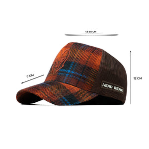 HEAD GEAR CHECK PATTERN CORD TRUCKER CAP