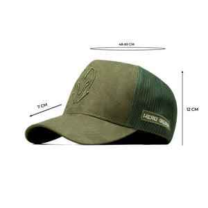 HEAD GEAR OLIVE SUPER SUEDE TRUCKER CAP