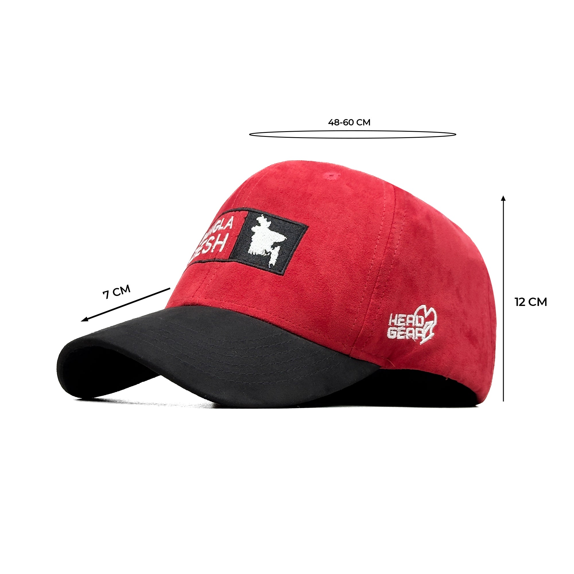 HEAD GEAR BANGLADESH RED BLACK SUEDE CAP