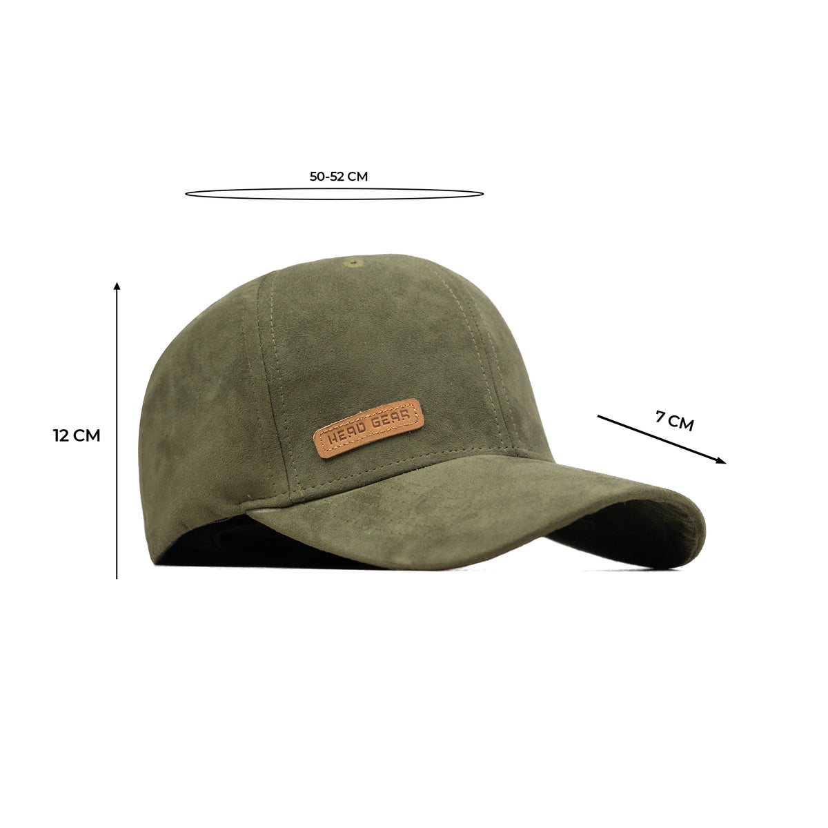 HEAD GEAR OLIVE STRUCTURED LEATHER PATCH FITTED CAP