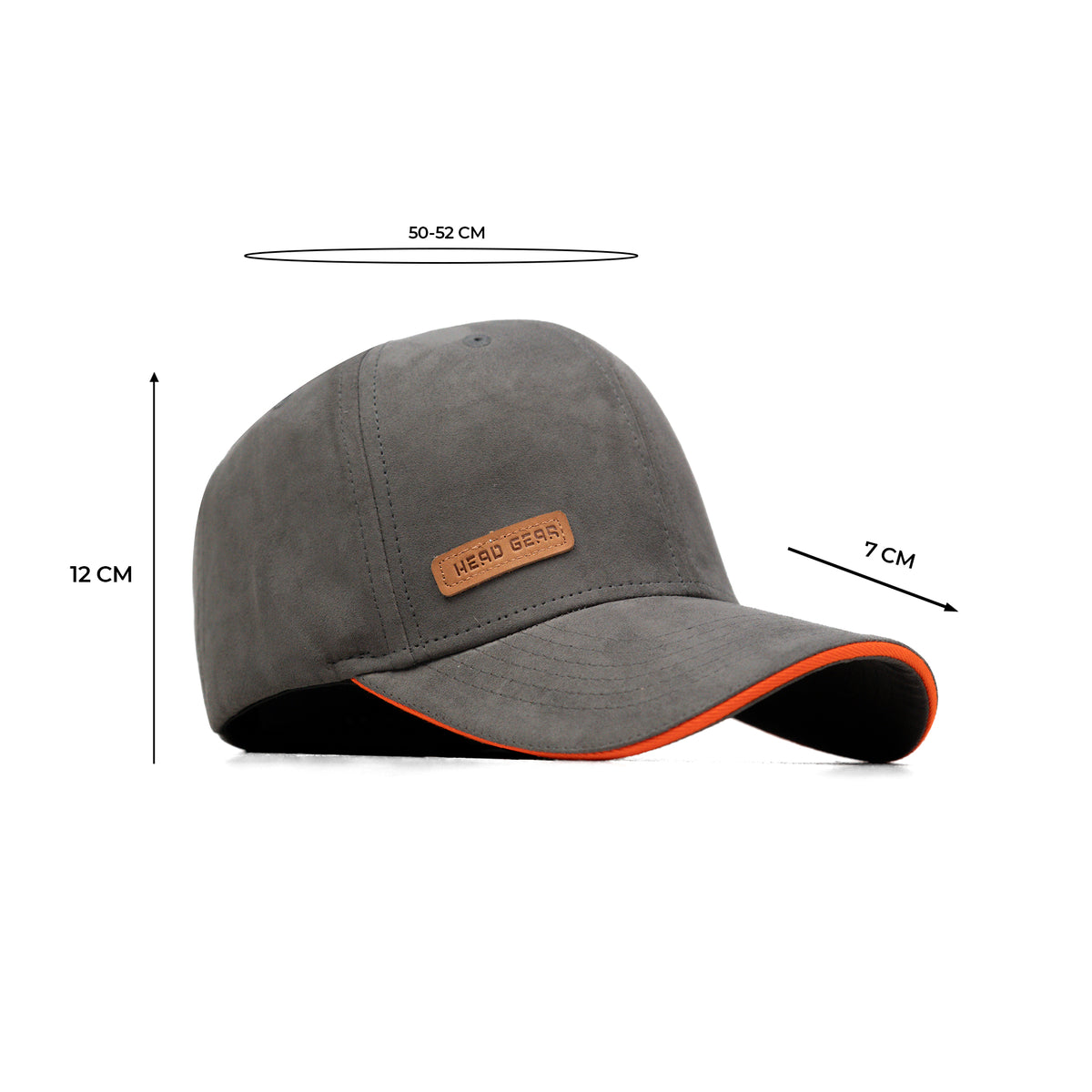 HEAD GEAR GREY STRUCTURED LEATHER PATCH FITTED CAP