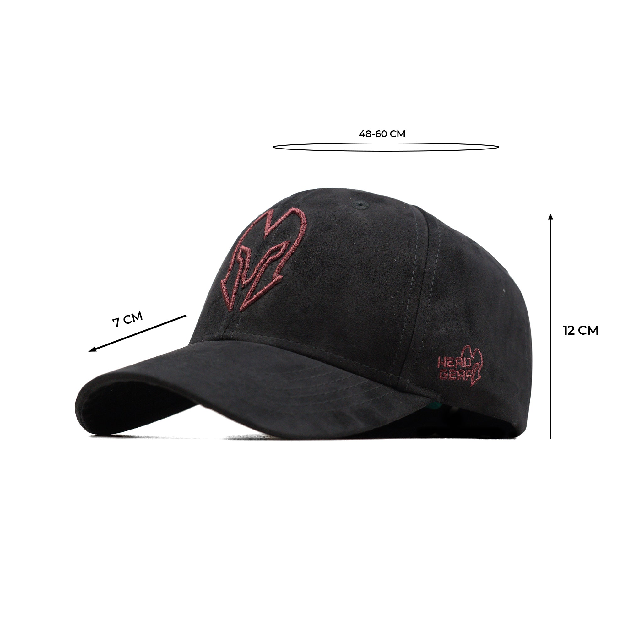 HEAD GEAR BLACK AND RED CONTRAST SUEDE CAP