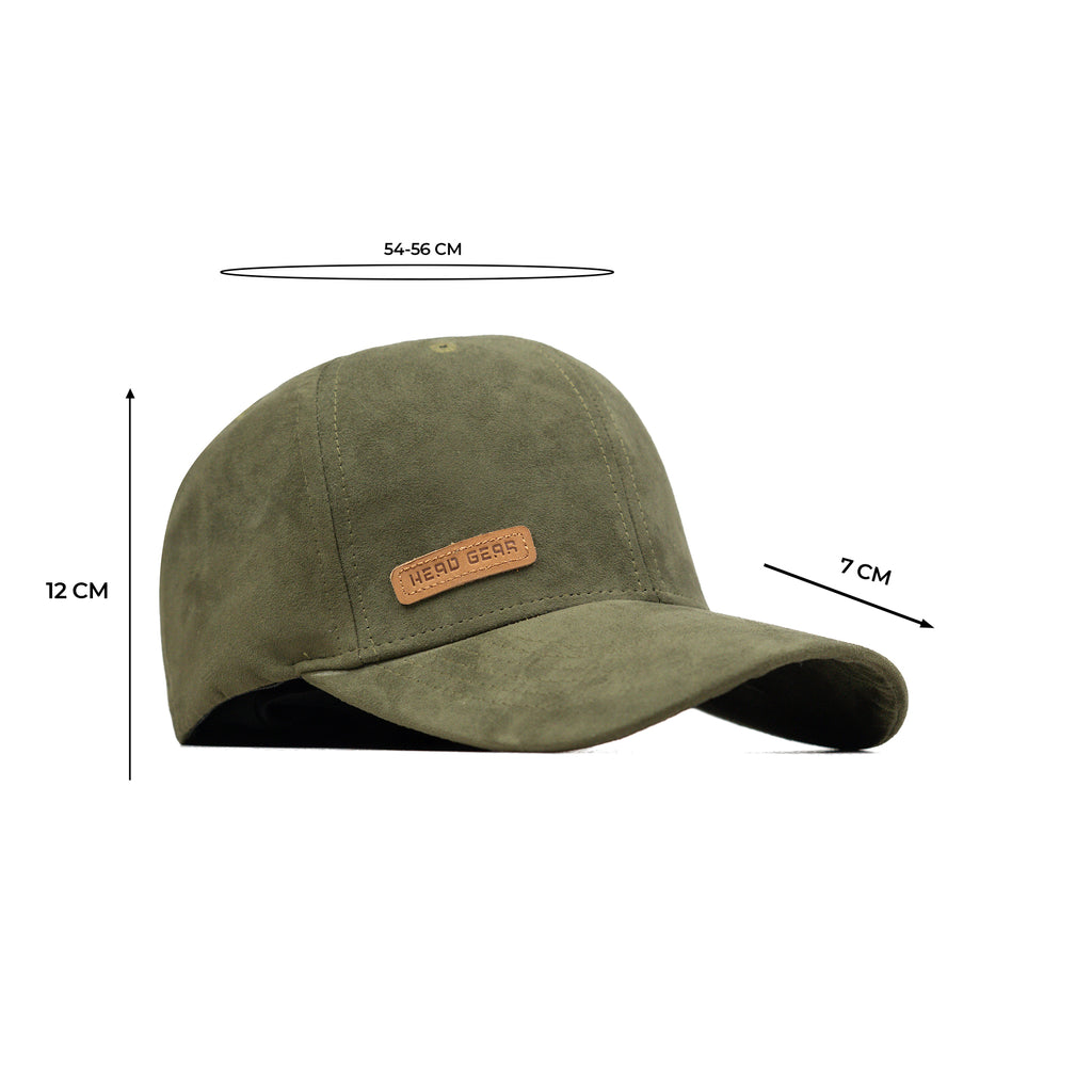 HEAD GEAR OLIVE STRUCTURED LEATHER PATCH FITTED CAP
