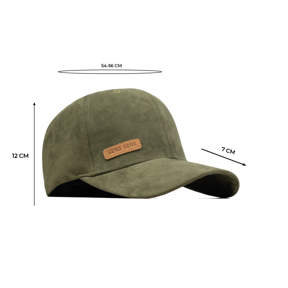 HEAD GEAR OLIVE STRUCTURED LEATHER PATCH FITTED CAP