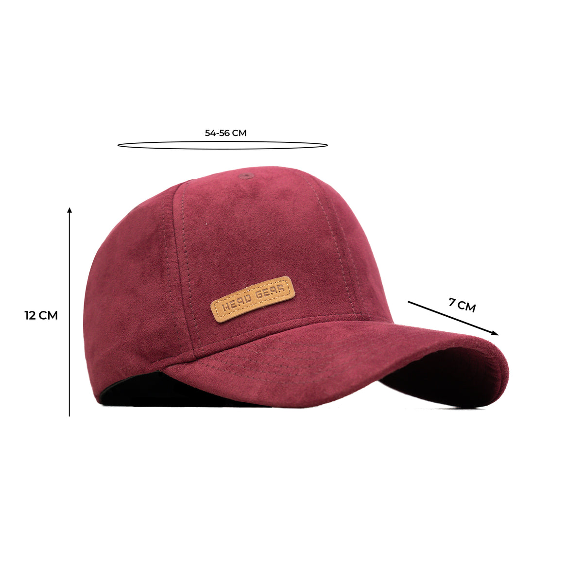 HEAD GEAR RED WINE STRUCTURED LEATHER PATCH FITTED CAP