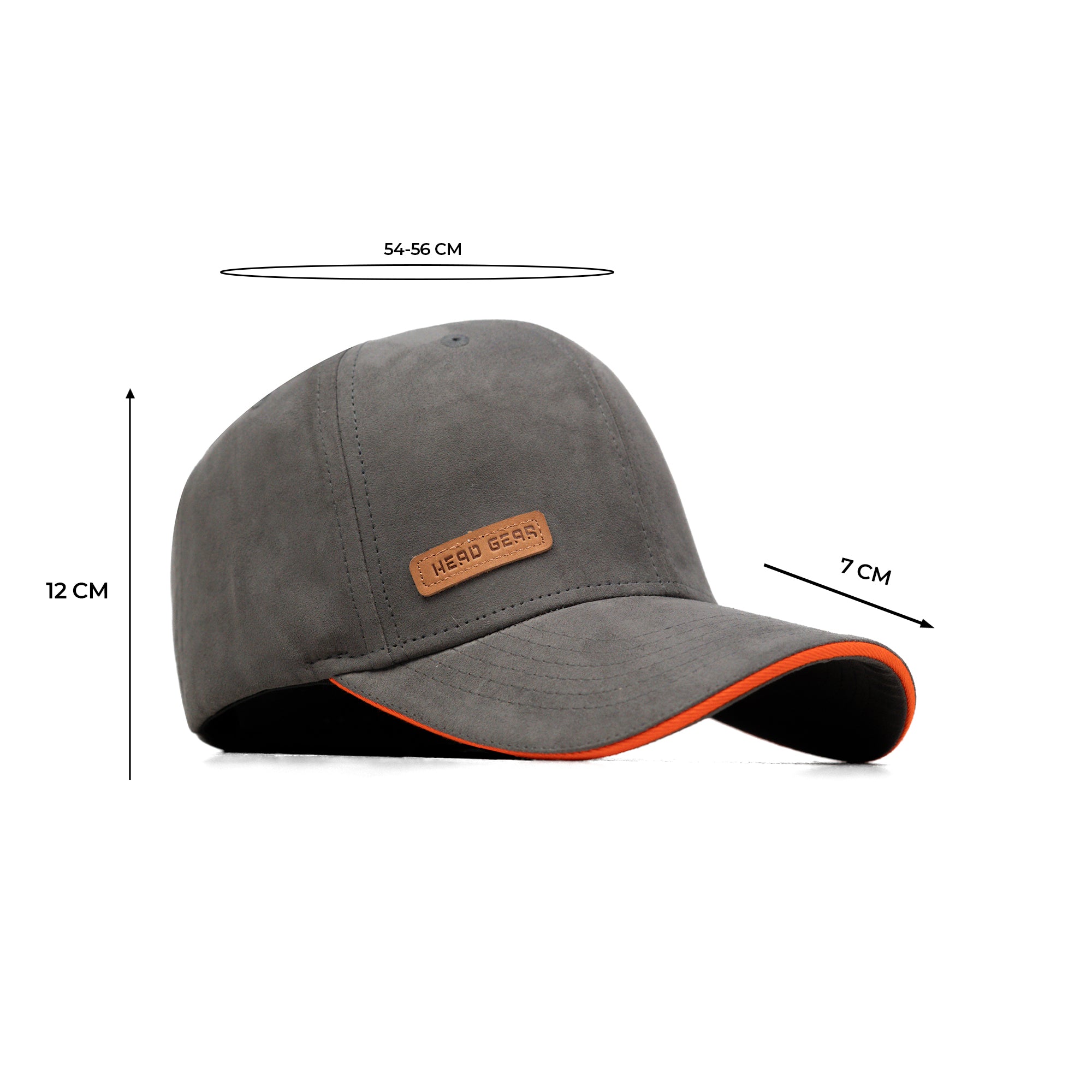 HEAD GEAR GREY STRUCTURED LEATHER PATCH FITTED CAP