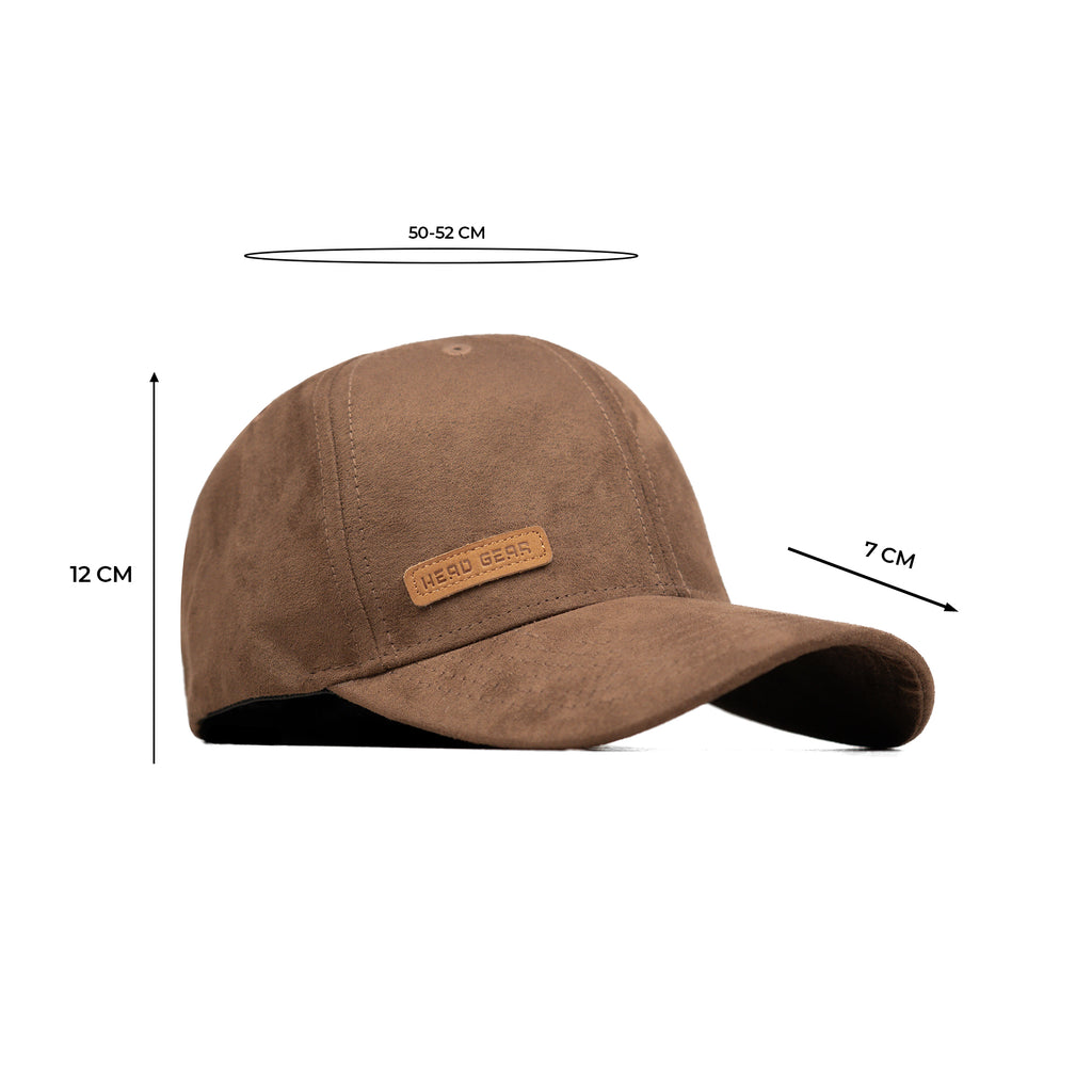 HEAD GEAR BROWN STRUCTURED LEATHER PATCH FITTED CAP