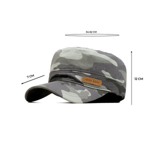 HEAD GEAR GREY CAMO WITH LEATHER PATCH CAPTAIN'S CAP