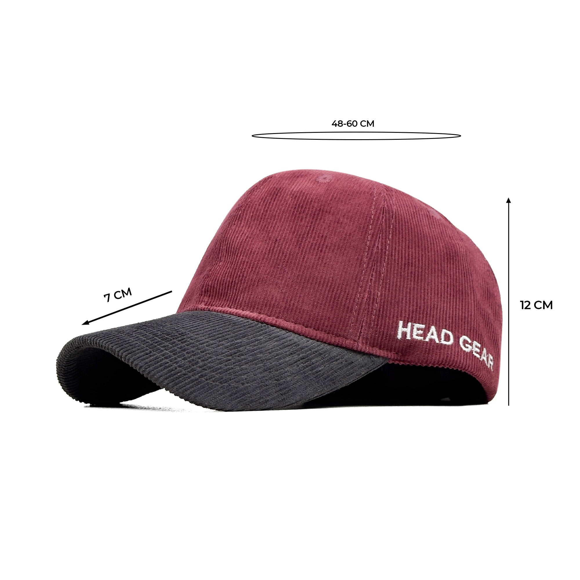 HEAD GEAR RED WINE GREY DUAL TONE CORD CAP