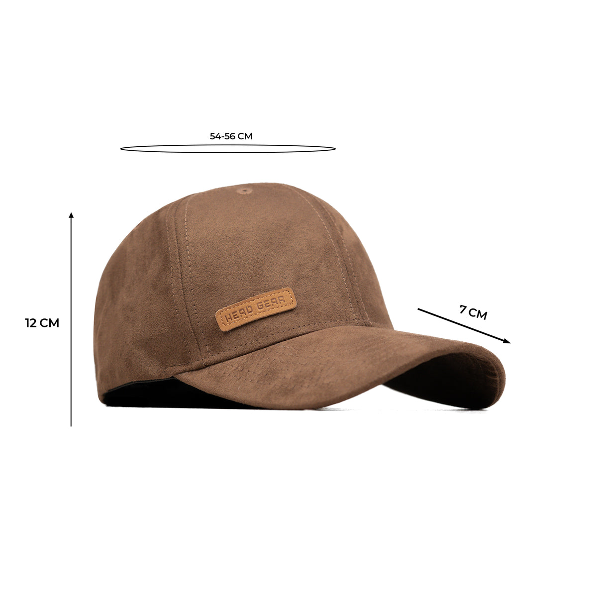 HEAD GEAR BROWN STRUCTURED LEATHER PATCH FITTED CAP