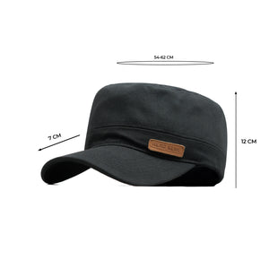 HEAD GEAR BLACK WITH LEATHER PATCH CAPTAIN'S CAP