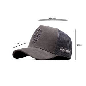 HEAD GEAR GREY SUPER SUEDE TRUCKER CAP
