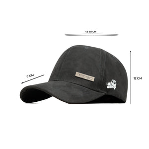 HEAD GEAR BLACK STRUCTURED RUSTIC METAL PATCH CAP