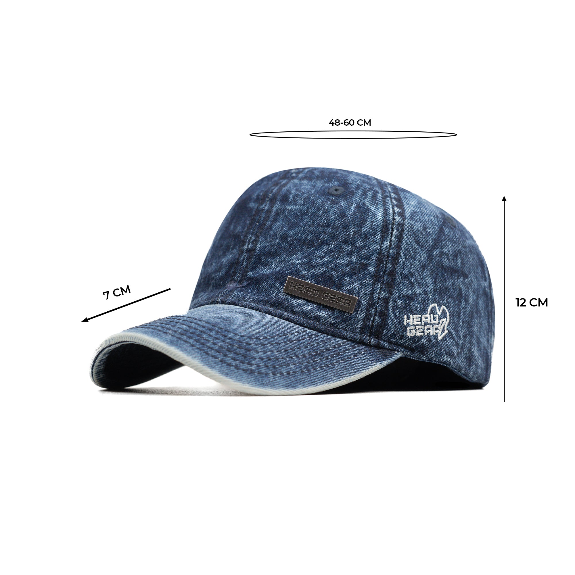 HEAD GEAR DARK BLUE WASHED DENIM METAL PATCH CAP