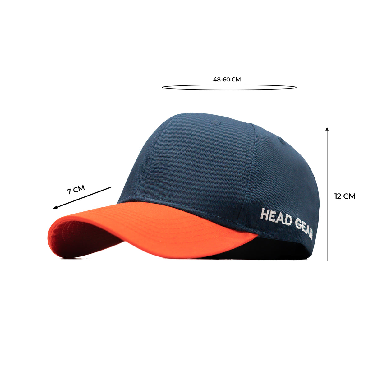 HEAD GEAR NAVY BLUE ORANGE DUAL TONE STRUCTURED CAP