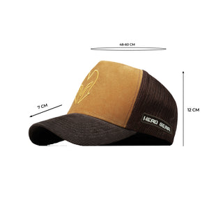 HEAD GEAR LIGHT BROWN AND DARK CHOCOLATE DUAL TONE TRUCKER CAP