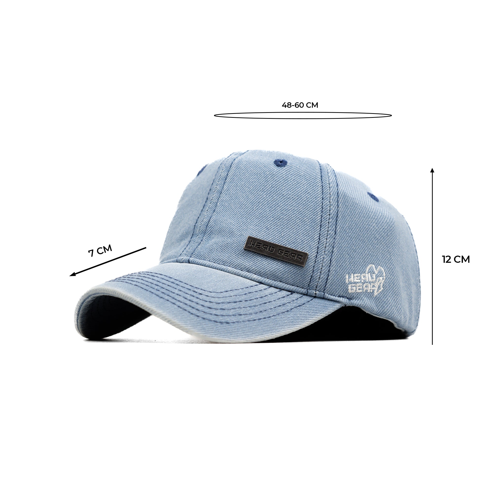 HEAD GEAR SKY BLUE WASHED DENIM METAL PATCH CAP